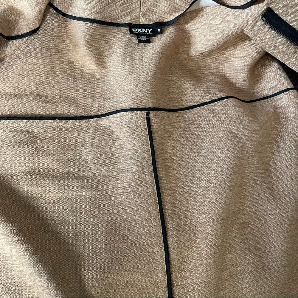 Vintage 90s DKNY Donna Karan Made In Italy Linen Blend Zip Jacket Beige Medium - Picture 8 of 10